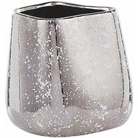 Beliani - Dekovase aus Steinzeug in glänzendem Silber 20 cm asymmetrisch Glamour Stil Cirta - Silber von BELIANI