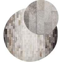 Teppich Braun/Beige Echtleder ⌀ 140 cm Kurzflor Patchwork Handgefertigt Rund für Wohnzimmer,- Flur,- Schlafzimmer Modernes Design - Braun von BELIANI