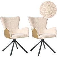 Drehbarer Esszimmerstuhl 2er Set Hellbeige Bouclé Stoff Schwarze Metallbeine Gepolstert Moderner Stil Drehstühle Polsterstühle Esszimmer Drehbarer Esszimmerstuhl 2er Set Hellbeige Bouclé Stoff Schwarze Metallbeine Gepolstert Moderner Stil Drehstühle Polsterstühle Esszimmer von BELIANI