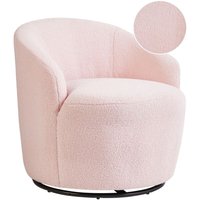 Drehsessel Pastellrosa aus Bouclé 360° Drehbar Geschwungene Rückenlehne Retro Stil Modernes Design für Wohnzimmer Schlafzimmer Flur Büro von BELIANI
