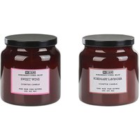 Beliani - Duftkerze 2er Set Braun Sojawachs mit Baumwolldocht im Glas mit Deckel Duftnoten: Süßwein Rosmarin und Lavendel Geschenkset von BELIANI