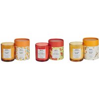 Duftkerze 3er Set Mehrfarbig Sojawachs mit Baumwolldocht im Glas in der Dose Duftnoten: Goldener Apfel Pfirsich Rote Johannisbeere Blasenkirschen von BELIANI