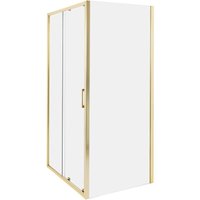 Duschkabine Gold aus Sicherheitsglas Aluminium Rahmen Einzeltür Schiebetür mit Magnetschloss 80x100x185cm Duschabtrennung Modernes Design von BELIANI