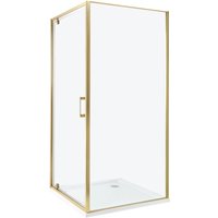 Duschkabine Gold aus Sicherheitsglas Aluminium Rahmen verchromt mit Magnetschloss Einzeltür 90x90x185cm Dusche Modernes Elegantes Design von BELIANI