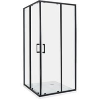 Duschkabine Schwarz aus Sicherheitsglas Aluminium Rahmen Eckeinstieg mit Magnetschloss Doppelte Schiebetüren 90x90x185cm Modernes Design Duschkabine Schwarz aus Sicherheitsglas Aluminium Rahmen Eckeinstieg mit Magnetschloss Doppelte Schiebetüren 90x90x185cm Modernes Design von BELIANI