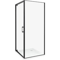 Duschkabine Schwarz aus Sicherheitsglas Aluminium Rahmen verchromt mit Magnetschloss Einzeltür 80x80x185cm Dusche Modernes Elegantes Design von BELIANI