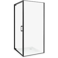 Duschkabine Schwarz aus Sicherheitsglas Aluminium Rahmen verchromt mit Magnetschloss Einzeltür 90x90x185cm Dusche Modernes Elegantes Design von BELIANI