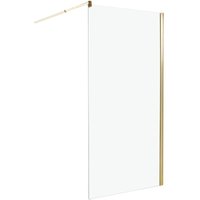 Duschwand Gold Sicherheitsglas u. Aluminium 190 cm Hoch 100 cm Breit mit Wandprofil ohne Tür Modern Klarglas Walk-In Dusche für Badezimmer von BELIANI