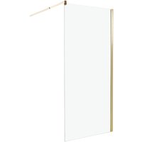 Duschwand Gold Sicherheitsglas u. Aluminium 190 cm Hoch 90 cm Breit mit Wandprofil ohne Tür Modern Klarglas Walk-In Dusche für Badezimmer von BELIANI