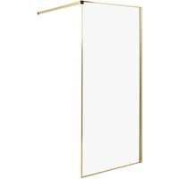 Duschwand Gold aus Sicherheitsglas Rahmen Aluminium Duschabtrennung ohne Türen Walk-in-Dusche 90 x 190 Elegant Modern Minimalistisch von BELIANI