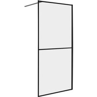 Duschwand Schwarz Sicherheitsglas u. Aluminium 195 cm Hoch 90 cm Breit mit Wandprofil ohne Tür Modern Klarglas Walk-In Dusche für Badezimmer von BELIANI