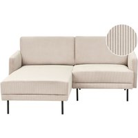 Ecksofa Beige Cord Rechtsseitig 2-Sitzer Sofa mit Schwarzen Metallfüßen Glamour Modern Wohnzimmer Büro Arbeitszimmer Wohnküche Esszimmer Ecksofa Beige Cord Rechtsseitig 2-Sitzer Sofa mit Schwarzen Metallfüßen Glamour Modern Wohnzimmer Büro Arbeitszimmer Wohnküche Esszimmer von BELIANI