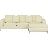 Beliani - Ecksofa Beige Echtleder L-Förmig Linksseitig Modern Wohnzimmer von BELIANI