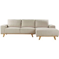 Ecksofa Beige Samt L-Förmig 3-Sitzer Sofa Linksseitig mit Polsterung Gepolstert Holzbeine Stoffsofa Modern Wohnzimmer Wohnecke Sitzecke Möbel von BELIANI