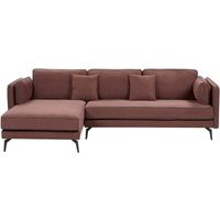Ecksofa Burgunderrot Stoff L-Förmig 3-Sitzer Sofa Rechtsseitig mit Losen Kissen Schwarzen Metallfüßen Modern Wohnzimmer Wohnecke Sitzecke von BELIANI