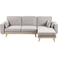 Ecksofa Grau Stoff L-förmig 3-Sitzer Sofa Linksseitig mit Schlaffunktion Kissen Hohen Holzbeinen Wohnzimmermöbel Modern Wohnecke Sitzecke Ecksofa Grau Stoff L-förmig 3-Sitzer Sofa Linksseitig mit Schlaffunktion Kissen Hohen Holzbeinen Wohnzimmermöbel Modern Wohnecke Sitzecke von BELIANI