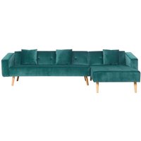 Ecksofa Grün Samtstoff L-Förmig Linksseitig Schlaffunktion Modern Wohnzimmer von BELIANI