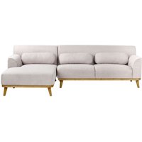 Ecksofa Hellgrau Stoffbezug L-förmig 3-Sitzer Sofa mit Chaiselongue Rechtsseitig Wohnzimmermöbel Modern Wohnzimmer Ausstattung Wohnecke von BELIANI