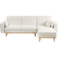 Ecksofa Weiß Stoff L-förmig 3-Sitzer Sofa Linksseitig mit Schlaffunktion Kissen Hohen Holzbeinen Wohnzimmermöbel Modern Wohnecke Sitzecke Ecksofa Weiß Stoff L-förmig 3-Sitzer Sofa Linksseitig mit Schlaffunktion Kissen Hohen Holzbeinen Wohnzimmermöbel Modern Wohnecke Sitzecke von BELIANI