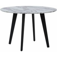 Esstisch Grau Weiß Schwarz MDF Tischplatte Marmoroptik Rund Minimalistisch Modern - Schwarz von BELIANI