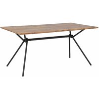 Esstisch Braun/Schwarz Metallgestell 160x90 cm für 6 Personen mit MDF-Platte in Holzoptik rechteckig Wohn-Küche Esszimmer Wohnzimmer - Schwarz von BELIANI