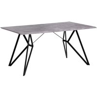 Esstisch Grau Schwarz 90 x 160 cm mdf Tischplatte Metallfüßen Furnier Rechteckig Betonoptik Modern Scandinavien Stil von BELIANI