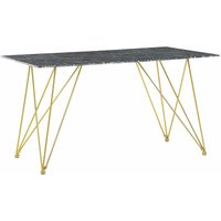 Esstisch Schwarz Gold 80 x 140 cm V-förmige Füße Sicherheitsglas Tischplatte Marmoroptik Rechteckig Modern Elegant Edel Glamourstil Esstisch Schwarz Gold 80 x 140 cm V-förmige Füße Sicherheitsglas Tischplatte Marmoroptik Rechteckig Modern Elegant Edel Glamourstil von BELIANI