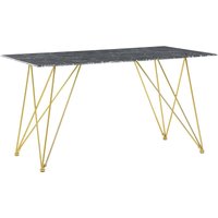 Esstisch Schwarz Gold 80 x 140 cm V-förmige Füße Sicherheitsglas Tischplatte Marmoroptik Rechteckig Modern Elegant Edel Glamourstil Esstisch Schwarz Gold 80 x 140 cm V-förmige Füße Sicherheitsglas Tischplatte Marmoroptik Rechteckig Modern Elegant Edel Glamourstil von BELIANI