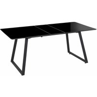 Esstisch Schwarz MDF-Platte für 6 Personen 150x90 cm ausziehbar 180 x 90 cm rechteckig Metallgestell Schwarz Wohnküche Esszimmer Wohnzimmer - Schwarz von BELIANI