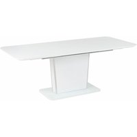 Esstisch Weiß/Silber MDF-Platte 160/200 x 90 cm Ausziehbar für 6 Personen Rechteckig Sicherheitsglas mit breitem Sockel Modern Küche Esszimmer von BELIANI