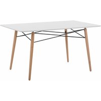 Esstisch Weiß 80 x 140 cm mdf Tischplatte Matt Buchenholz Rechteckig Modern - Schwarz von BELIANI