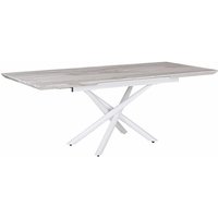 Esstisch Weiß mdf Tischplatte Marmor Optik 160 x 90 cm ausziehbar 200 x 90 cm mit Metallbeinen Rechteckig Modern Glamour Esszimmer Küche - Weiß von BELIANI