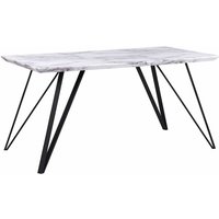 Esstisch Weiß und Schwarz 150 x 80 cm mdf Tischplatte Marmor Optik Matt mit Metallbeinen Rechteckig Modern Glamour Esszimmer Küche Wohnküche - Schwarz von BELIANI