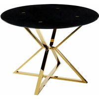 Esstisch oval aus Gold und Schwarz, transparentem temperiertem Glas ⌀ 105 cm glänzende Metallbeine - Schwarz von BELIANI