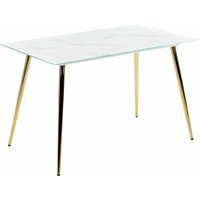 Esstisch Marmor-Effekt und Gold temperiertes Glas und Metallbeine glänzende Oberfläche 120 x 70 cm Rechteckig von BELIANI