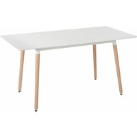 Esstisch Weiß 120/150 x 80 cm rechteckig ausziehbare Tischplatte Helle Buchenholzbeine für 6 Personen modern schlicht für Esszimmer Küche - Heller von BELIANI