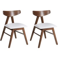 Beliani - Esstischstuhl Set 2 Stühle Dunkelbraun und Hellgrau Polyester Gummibaum Holzrahmen Gepolsterter Sitz Esszimmer Küche von BELIANI