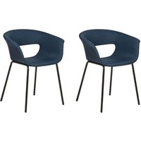 Esszimmerstühle 2er Set Dunkelblau mit Schwarzen Beinen Modernes Design für Esszimmer Essbereich Küche Wohnzimmer von BELIANI