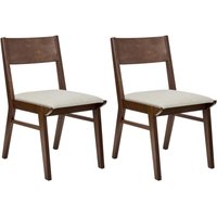 Esszimmerstühle 2er-Set Gestell aus dunklem Gummibaumholz Sitzfläche aus beige Stoff Armlos Retro Traditionelles Design von BELIANI