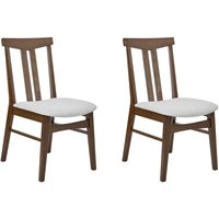 Esszimmerstühle 2er-Set Gestell aus dunklem Gummibaumholz Sitzfläche aus grauem Stoff Armlos Retro Traditionelles Design Esszimmerstühle 2er-Set Gestell aus dunklem Gummibaumholz Sitzfläche aus grauem Stoff Armlos Retro Traditionelles Design von BELIANI