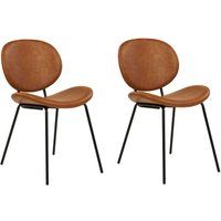 Esszimmerstühle 2er Set Goldbraun aus Kunstleder Schwarze Beine Modernes Retro Design für Esszimmer von BELIANI