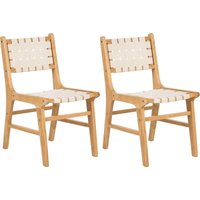 Esszimmerstühle 2er Set Hellbraun und Hellbeige Holz Kunstleder Geflochtene Sitzfläche Modernes Design Boho Esszimmer Küchenstühle von BELIANI
