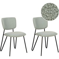 Esszimmerstühle 2er Set in Hellgrün Bouclé Stoff Polsterung Schwarze Metallbeine Armlose Gebogene Rückenlehne Modernes Design Esszimmerstühle 2er Set in Hellgrün Bouclé Stoff Polsterung Schwarze Metallbeine Armlose Gebogene Rückenlehne Modernes Design von BELIANI