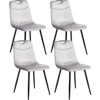 Esszimmerstühle 4er Set Hellgrau Samtstoff mit Schwarzen Beinen Ohne Armlehnen Modern Gesteppt Polsterstühle Esszimmer von BELIANI