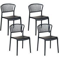 Esszimmerstühle 4er Set Schwarz aus Kunststoff für Innen- und Außenbereich Geeignet Moderner Stil Plastik Gartenstühle für Garten Esszimmer von BELIANI