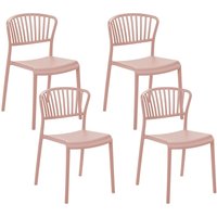Beliani - Esszimmerstühle 4er Set in Rosa aus Kunststoff für Innen- und Außenbereich Geeignet Moderner Stil Plastik Gartenstühle für Garten Esszimmer von BELIANI