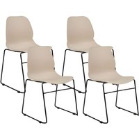 Esszimmerstühle 4er Set Beige aus Kunststoff Schwarze Beine Ohne Armlehnen Modernes Design Stapelbar Konferenzstühle für Esszimmer Büro - Schwarz von BELIANI