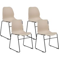 Konferenzstuhl 4er Set Beige aus Kunststoff Schwarze Beine Ohne Armlehnen Modernes Design Stapelbar Stühle für Esszimmer Büro von BELIANI