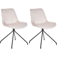 Esszimmerstuhl 2er Set Beige Samt mit Schwarzen Metallbeinen Glamourös Retro Wohnzimmer Essbereich Flur Diele Möbel Ausstattung Sitzmöbel von BELIANI