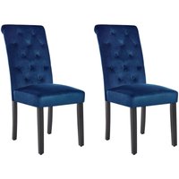 Esszimmerstuhl 2er Set Dunkelblau Samtstoff mit Knopfheftung Holzbeine Chesterield Stil Wohnzimmer Essbereich Gästezimmer Arbeitszimmer Esszimmerstuhl 2er Set Dunkelblau Samtstoff mit Knopfheftung Holzbeine Chesterield Stil Wohnzimmer Essbereich Gästezimmer Arbeitszimmer von BELIANI